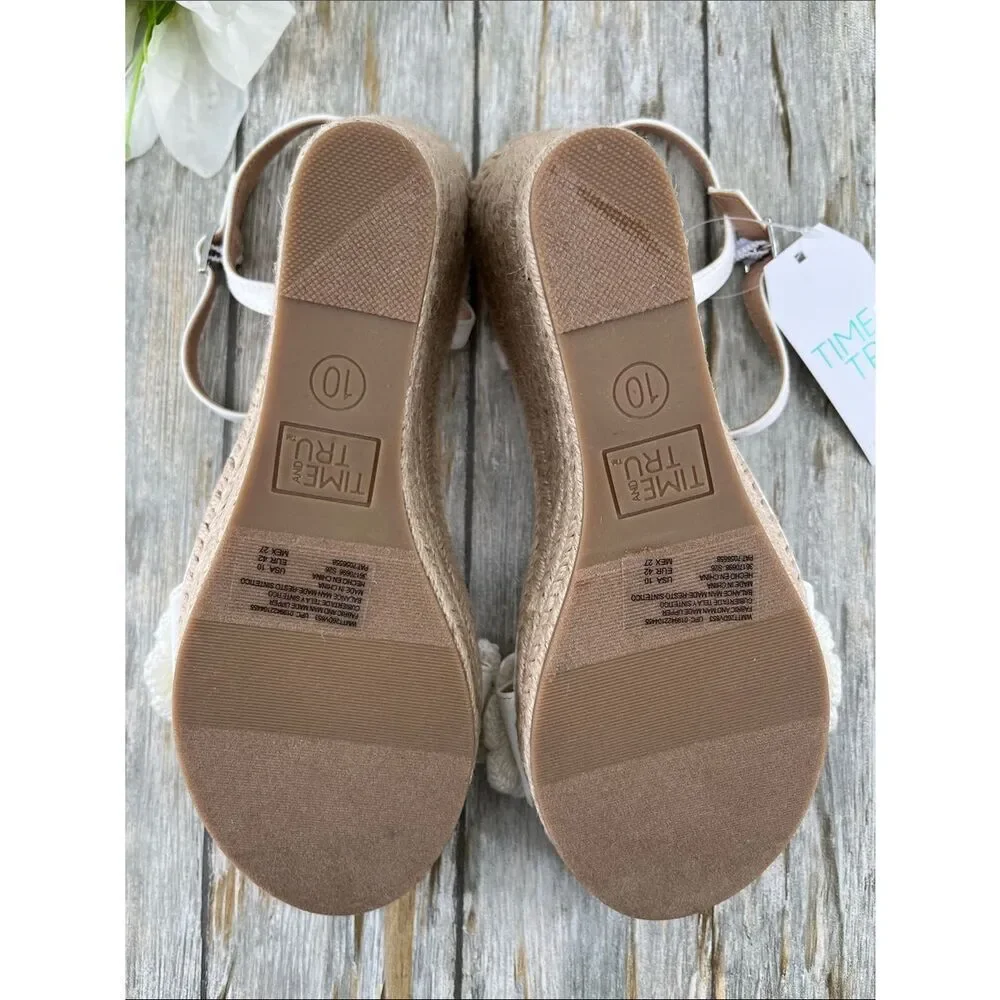 Women's Macrame Flower Espadrille Wedge Sandals Shoes Size 10